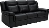 Canapé relax électrique 3 places en cuir avec plateforme KENNETH - Zwart L 204 cm x H 98 cm x P 93 cm
