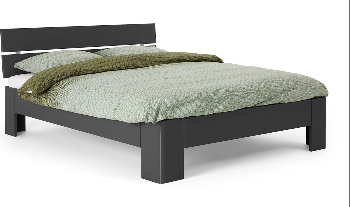 B Bright Fresh 400 Bed met Hoofdbord 180 x 210 cm - Bedframe Antraciet - Bedombouw - Instaphoogte: 40cm - Tweepersoonsbedden