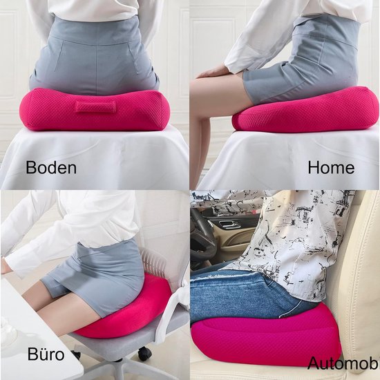 Ergonomisch/orthopedisch zitkussen, kussen voor bureaustoel/auto, zitkussen/stoelverhoging, auto, volwassenen, zitverhoging voor achter-, rugpijn, vloer, stoel, 40 x 40 cm, roze