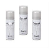 Glitterspuitverf zilver - Spuitbus | spuitverf - 3 x 200 ml