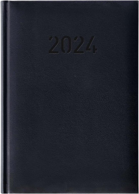 Boekkalender 2024, DIN A5, basic zwart, 320 pagina's, hardcover dagplanner met leeslint
