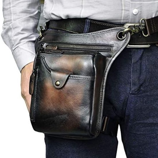 Leren Motorfiets Tas Heup Been Draagbaar Accessoire Le'aokuu Heuptas Model 211-11 Leren Heuptas Voor Heren - De 10 Motor Accessoires Heuptas