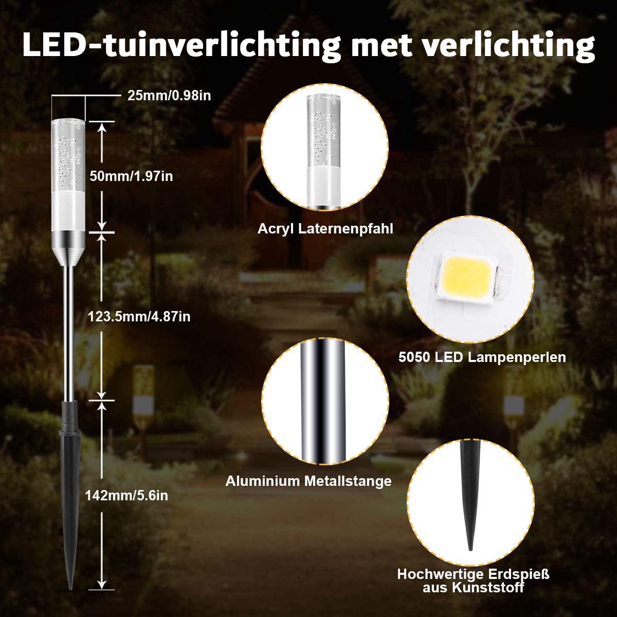 Eclairage de jardin - Set de 6 - LED - Applique d'extérieur - Éclairage de  chemin 