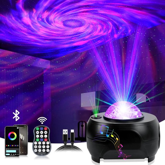 Projecteur de ciel - 28 effets - Haut-parleur Musique - Bluetooth - Projecteur d'étoiles - Projecteur Starry - Projecteur de ciel Enfants - Projecteur de galaxie