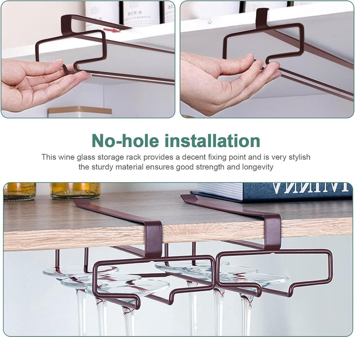 Wijnrek Barrek, wijnglasrek, 47 inch plafond zwart opbergrek, geschikt for bars, restaurants en cafés (120CM