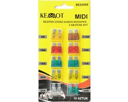 10x Steekzekering - Midi - Assorti - 19x19mm - Geschikt voor o.a. auto / camper / boot / truck