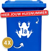Container sticker - Container Sticker Huisnummer - Variant: Kikker - Kleur: Wit - Aantal: 4 Stuks - Stickers volwassenen - Cijfer stickers - Container stickers - sticker - stickers