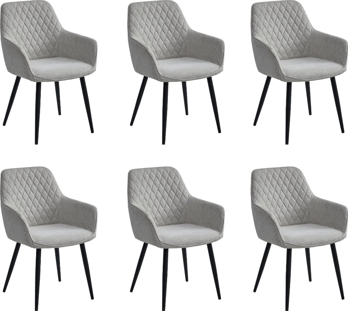 Colenis Beverly Eetkamerstoel - Set Van 6 - Beige - Geweven stof - Met armleuning