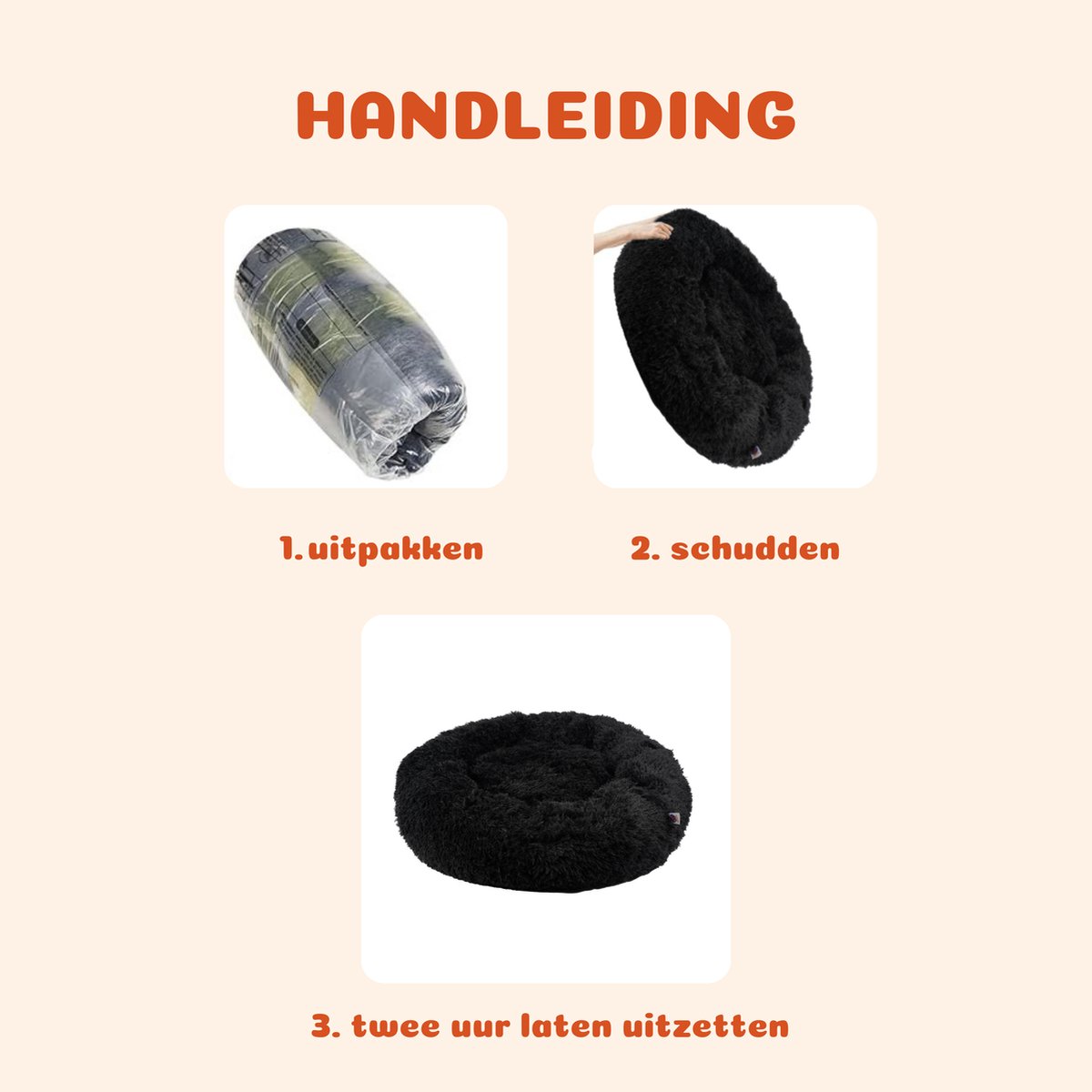Pet Perfect Donut Hondenmand 100 cm - Fluffy Hondenkussen - Hondenbed - Zwart - Wasbaar thumbnail 7