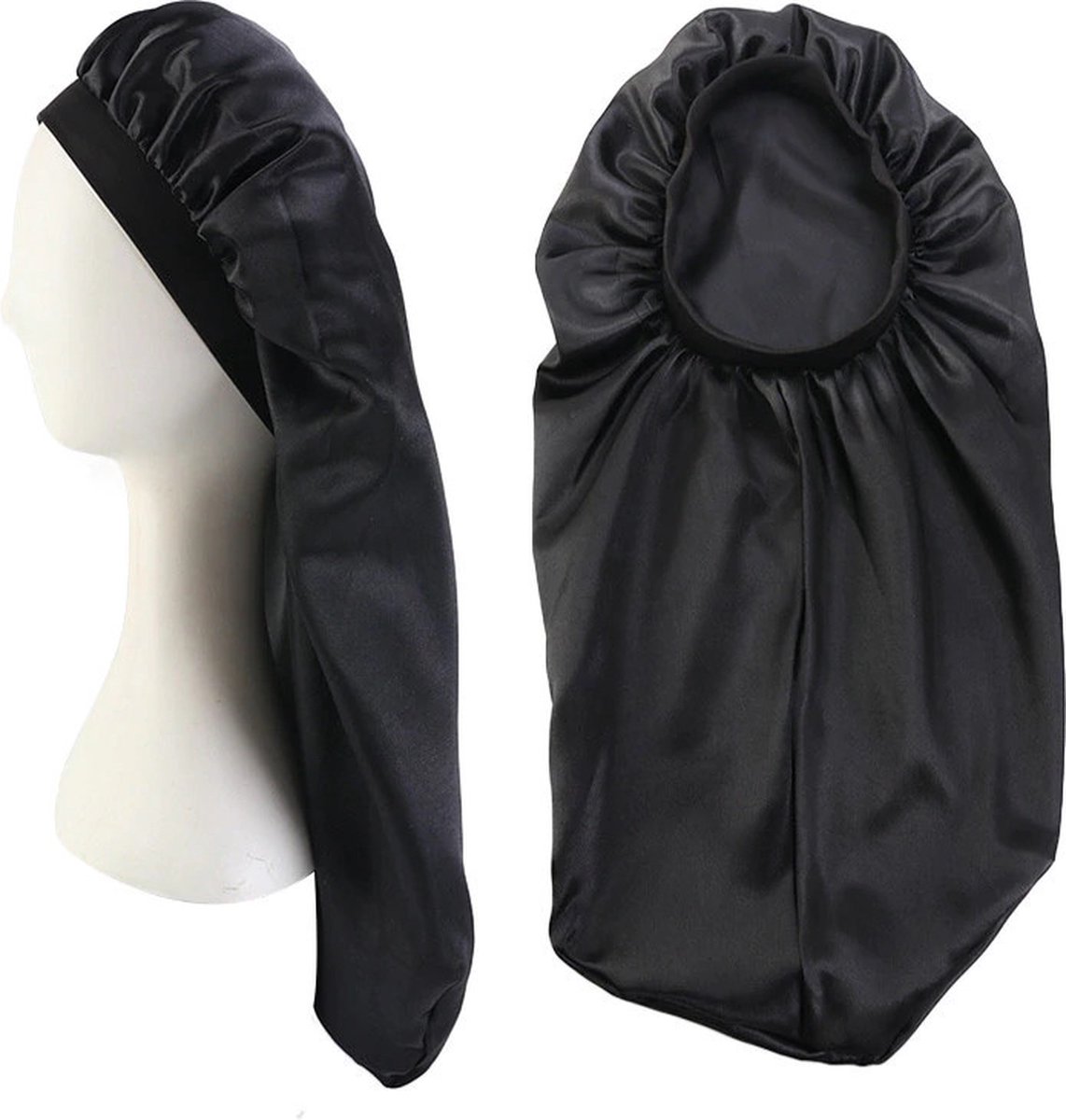 Satijnen Bonnet voor Dreadlocks / Braids / Rasta AfricanFabs® - Zwarte Dreadsock / Satijnen Slaapmuts / Hair Bonnet