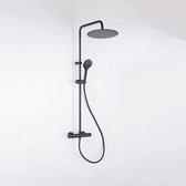 Ensemble de douche pluie Adema Sparkle 2.0 avec thermostat douche de tête 30cm douchette 3 positions noir 110cm