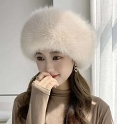 Luxyana Bontmuts voor Dames - Beige - Premium Imitatie Russische Muts voor de Winter - Top Kwaliteit en Superzacht