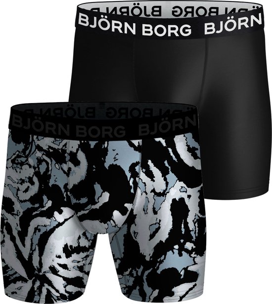 Bjorn Borg - Boxers 2 Pack Black/Print - Heren - Maat M - Body-fit