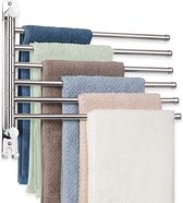 Porte-serviettes - Porte-serviettes avec 6 barres pivotantes - Porte-serviettes en acier inoxydable brossé - Fixation murale pour Cuisine - Toilettes - Armoires et salles de bains