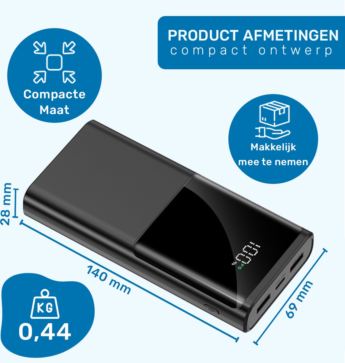 ISHIVA Powerbank 20000 mAh - Powerbank - Powerbank USB C - afbeelding 2