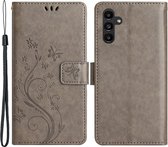 Coverup Bloemen & Vlinders Book Case - Geschikt voor Samsung Galaxy S23 FE Hoesje - Grijs