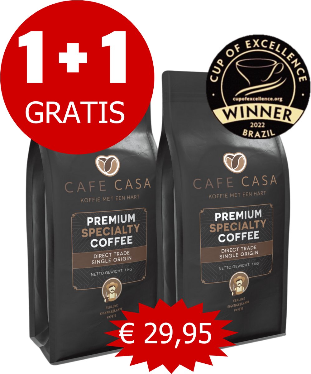 CafeCasa Specialty Coffees - 1 kg (1 + 1 GRATIS, bij selecteren van 2 stuks) - premium koffiebonen - vers gebrand - koffiebonen proefpakket - koffiebonen machine - premium koffiebonen 