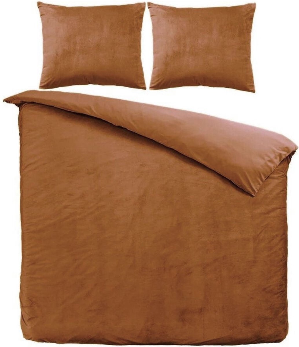 Beau Maison - Velvet Dekbedovertrek - Caramel Latte - 200 x 200/220 cm + 2 kussenslopen