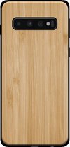 Smartphonica Telefoonhoesje voor Samsung Galaxy S10 met houten look - backcover bamboo kunsthout hoesje - Bruin / Kunsthout;TPU / Back Cover geschikt voor Samsung Galaxy S10