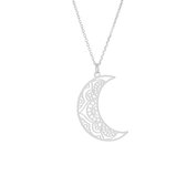 Ketting maan rozet groot | 925 sterling zilver | Halsketting Dames Sterling Zilver | Cadeau Vrouw