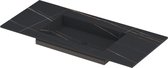 INK Post wastafel in keramische slab met envelop bodem wasbak midden zonder kraangat 100x45x1cm, lauren black mat
