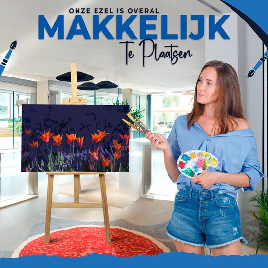 Oude beukenhouten schildersezel atelierstandaard