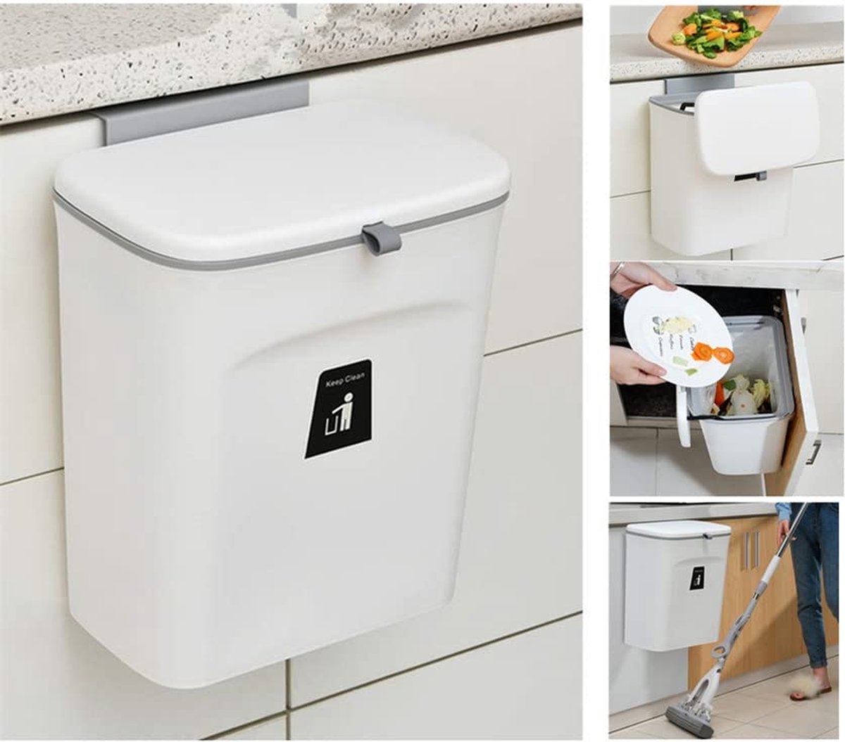 NORDIVAR® - Compacte Hangende Compostbak voor Keuken en Badkamer, 9 NORDIVAR® - Compacte Hangende Compostbak voor Keuken en Badkamer, 9