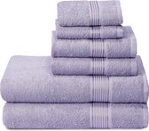 Ultra zachte 6-pack katoenen handdoekenset, bevat 2 badhanddoeken 70x140 cm, 2 handdoeken 40x60 cm en 2 wasdoeken 30x30 cm, ideaal voor gymreizen en dagelijks gebruik, compact en lichtgewicht - donkerpaars