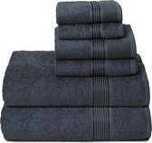 Ultra zachte 6-pack katoenen handdoekenset bevat 2 badhanddoeken 70x140 cm 2 handdoeken 40x60 cm en 2 wasdoeken 30x30 cm, ideaal voor gymreizen en dagelijks gebruik, compact en lichtgewicht - houtskoolgrijs
