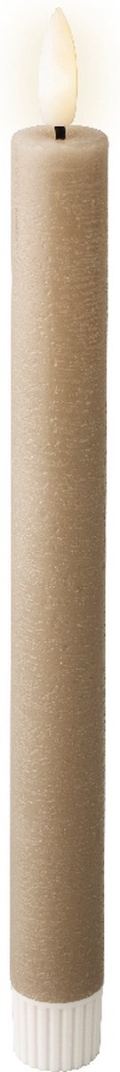 Lumineo LED dinerkaars licht grijs - set van 2 - wax - effen afwerking - rustiek - flikkerende vlam - 24 cm - LED kaars met timer - duurzaam - veilig