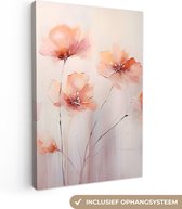 Canvas schilderij klaprozen 80x120 cm - Klaproos bloemen pastel - Slaapkamer decoratie volwassenen - Abstracte muurdecoratie canvasdoek - Muurdoek keuken kunstwerken - Foto op canvas doek - Keukenschilderij woondecoratie abstract