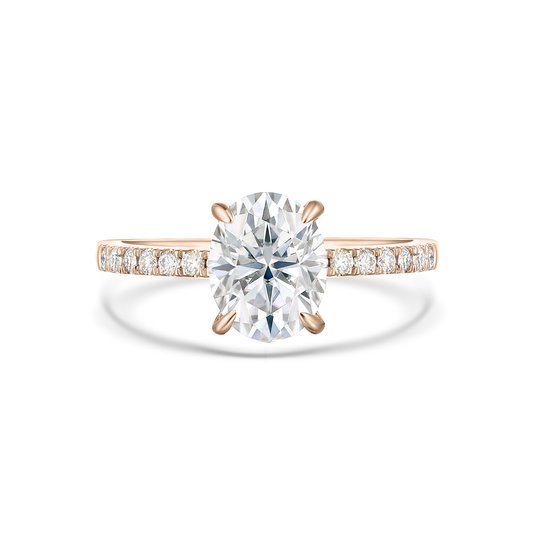 Nina - 18k Roségouden Ovaal Moissanite Ring met Pavé Zijstenen - 2.1 karaat