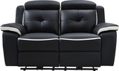 Canapé relax 2 places électrique en cuir ANGELIQUE - Zwart/ blanc L 158 cm x H 103 cm x P 97 cm