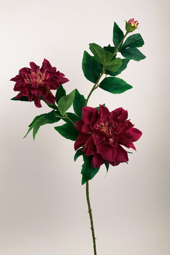 Zijden kunstbloem Dahlia | Rood | Lengte 90 centimeter