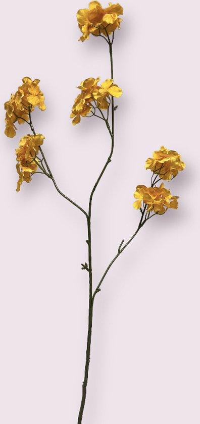 Zijden kunstbloem Hortensia | Oranje | Lengte 80 centimeter