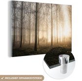MuchoWow® Peinture sur Verre - Forêt - Soleil - Brouillard - 30x20 cm - Peintures sur Verre Acrylique - Photo sur Glas