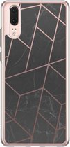 Casimoda® hoesje - Geschikt voor Huawei P20 - Marble / Marmer patroon - Siliconen/TPU - Soft Case - Zwart - Marmer