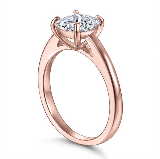 Elara - 18k Roségouden Cushion Solitair Moissanite Ring - 2.4 karaat