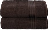 2-delige set extra grote katoenen badhanddoeken, 70 x 140 cm, ultra absorberend, compacte en lichte handdoek, bruin