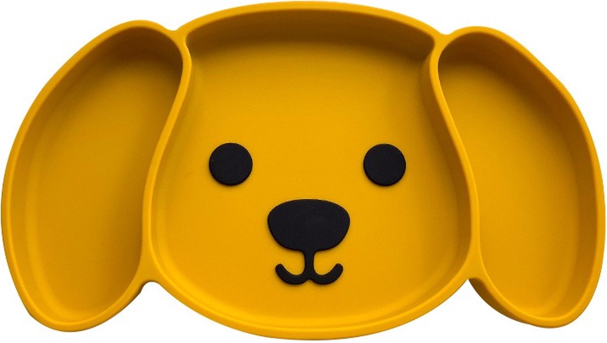 LITTLE-BUNNY silicone baby bordje met zuignap - hond geel - babybord - kinderbord - kinderservies