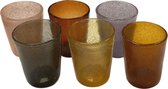 Memento-Originale gekleurde drinkglazen - 6-delige set - bruin-grijs - 30 cl - handgemaakt