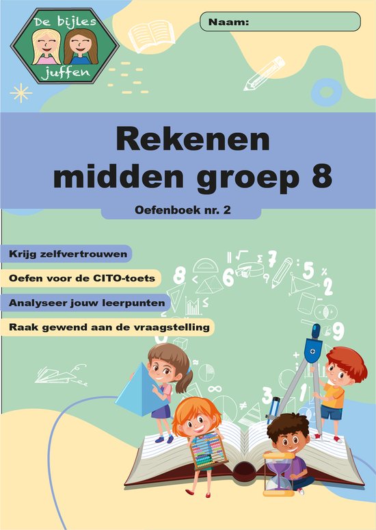 Foto: Oefenboek cito rekenen midden groep 8 deel 2 basisonderwijs de bijlesjuffen oefenen citotoets lvs kinderen boeken leren school werkboek einstein meer dan 100 opdrachten 