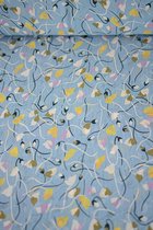 Viscose blauw met kleine bloemetjes 1 meter - modestoffen voor naaien - stoffen