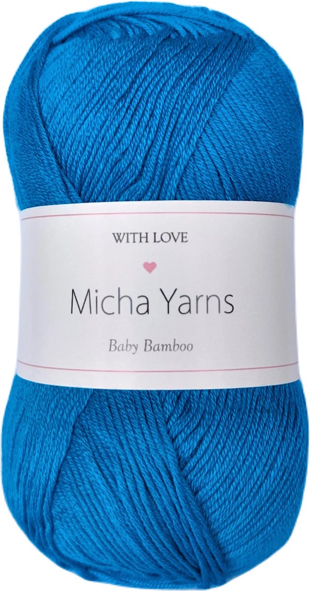 5 bollen - 70% bamboe 30% katoen haakgaren - 5 x 50gram - 185meter - Lucht Blauw (009) - Micha Yarns