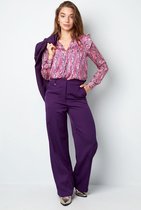 Pantalon met plooi - dames - paars - zakken - maat S