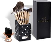 Nisha & Me® Kwasten Set – 100% Vegan – Make Up Borstels – Brush Set Champagne kleur – Cadeau voor Vrouw – Elegant Design - set van 12 Brushes