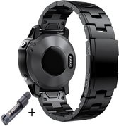 Quick-Fit titanium horlogeband Garmin Fenix 6 Garmin Fenix 7 - zwart - Titanium - 22mm - Inclusief schakelversteller