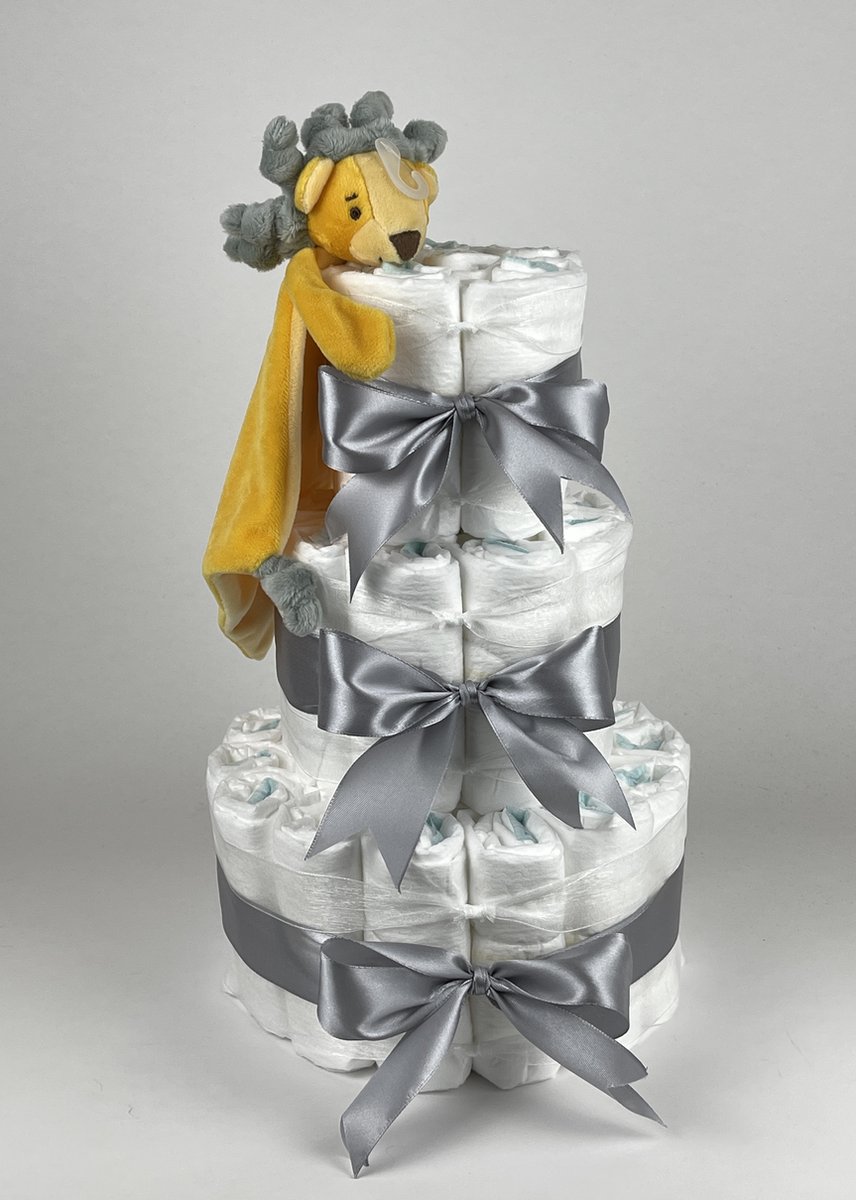 Goedkoopste Chouette-Chouette | Luiertaart Neutraal | Kraamcadeau | Geboorte Jongen Meisje | Babyshower | Tuttle Leeuw Luke Grijs