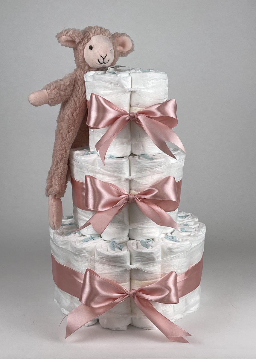Goedkoopste Chouette-Chouette | Luiertaart Meisje | Kraamcadeau | Geboorte Meisje | Babyshower | Tuttle Lamb Lotus Peach - donker Poeder Roze