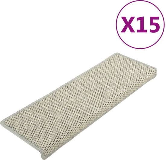 vidaXL - Trapmatten - zelfklevend - 15 - st - sisal-look - 65x21x4 - cm - grijs